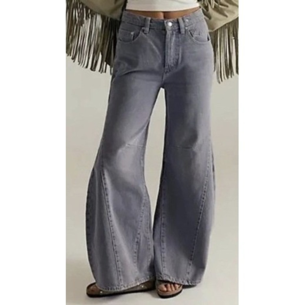 We The Free People FP Eden Slouchy Wide Leg Jeans Wmns 30 Grey High Rise Denim